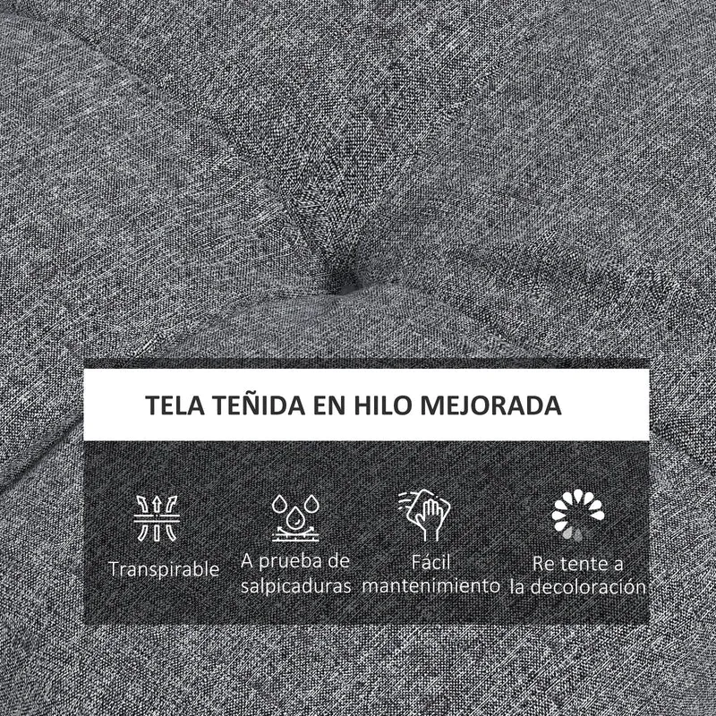 Outsunny Conjunto de Cojines para Sillas de Comedor 48x48x10 cm Juego de 4 Piezas Cojines para Sillas de Jardín Impermeable y Anti-UV con 2 Cordones de Fijación Gris