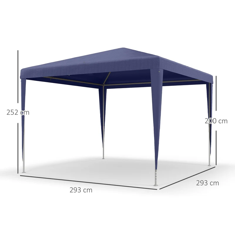 Outsunny Carpa Desmontable 3x3 m Cenador Pabellón de Jardín con 4 Orificios de Drenaje y Marco de Acero Anti-UV Gazebo para Terraza Patio Exterior Camping Azul