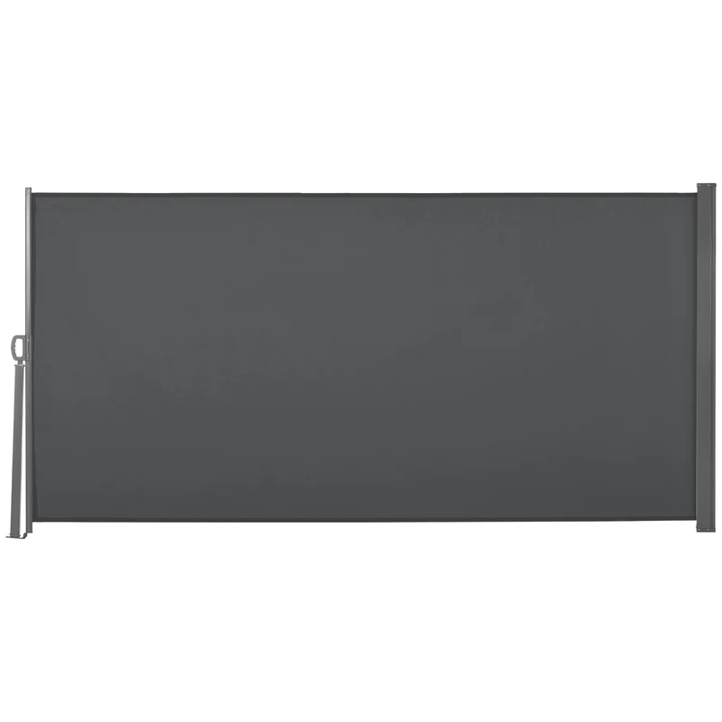 Outsunny Toldo Lateral Retráctil 300x160 cm Pantalla Enrollable Mampara de Privacidad Impermeable y Anti-UV Protege la Privacidad para Jardín Balcón Terraza Gris