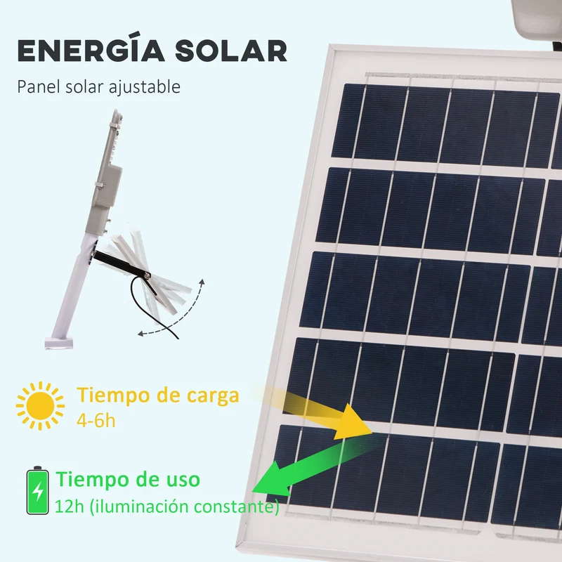 Outsunny Luz Solar Exterior Farola Solar de Pared con 78 LED IP65 Impermeable con Mando a Distancia Luz Ajustable y Temporizador para Jardín Patio Camino 70x36x22 cm Plata