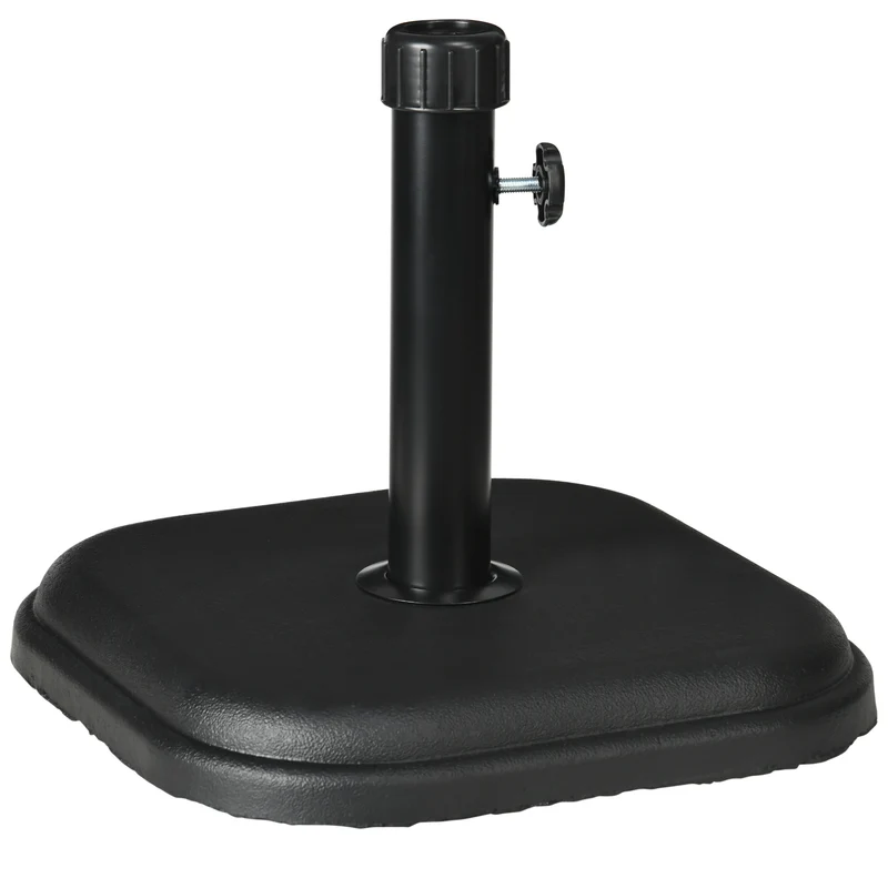 Outsunny Base de Sombrilla de Jardín Peso 11 kg Soporte para Parasol de Cemento para Mástil de Ø32-38 mm para Terraza Patio Exterior 36x36x31 cm Negro