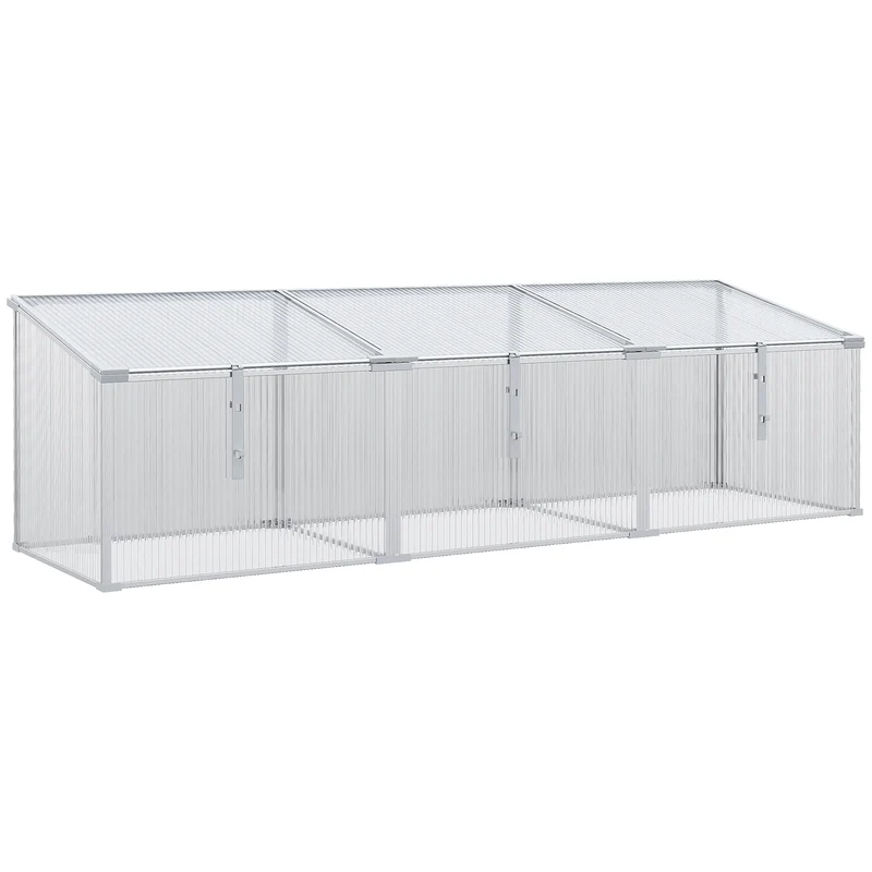 Outsunny Invernadero de Jardín de Policarbonato y Aluminio 180x51x51 cm Vivero Casero con 3 Techos Ajustables Protección UV30+ para Huerto Terraza Patio Transparente