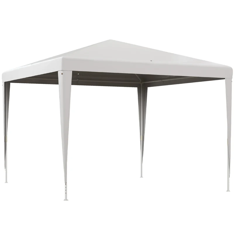 Outsunny Carpa Desmontable 3x3 m Cenador Pabellón de Jardín con 4 Orificios de Drenaje y Marco de Acero Anti-UV Gazebo para Terraza Patio Exterior Camping Blanco