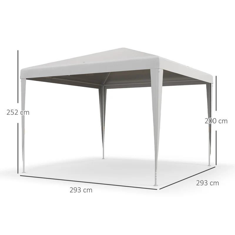 Outsunny Carpa Desmontable 3x3 m Cenador Pabellón de Jardín con 4 Orificios de Drenaje y Marco de Acero Anti-UV Gazebo para Terraza Patio Exterior Camping Blanco