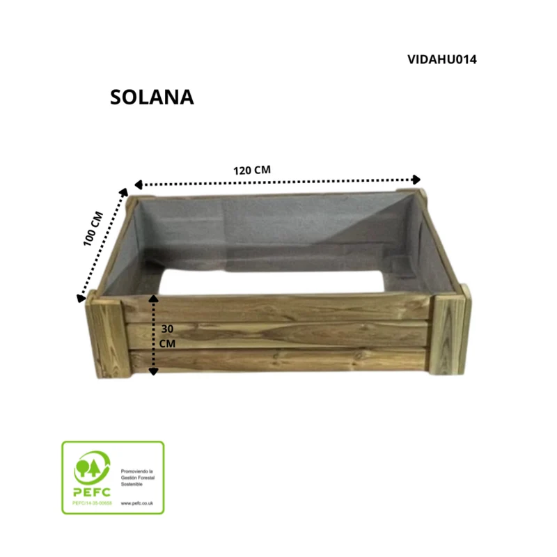 Cajón De Cultivo Solana. Altura De 30 Cm. Sin Base. Vidahuerto 120x100x30 Cm.