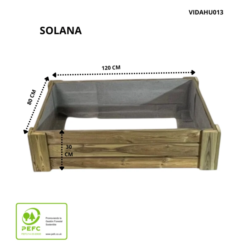 Cajón De Cultivo Solana. Altura De 30 Cm. Sin Base. Vidahuerto 120x80x30 Cm.