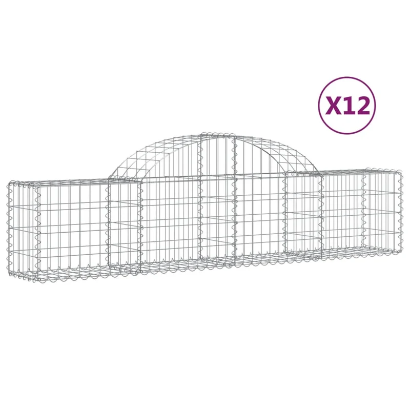 Cestas De Gaviones 12 Uds Forma De Arco Hierro 200x30x40/60 Cm