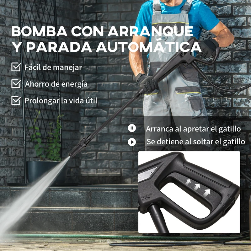 Durhand Hidrolimpiadora 1600w Caudal 432l/h Bomba De Aluminio Presión De 130 Bar