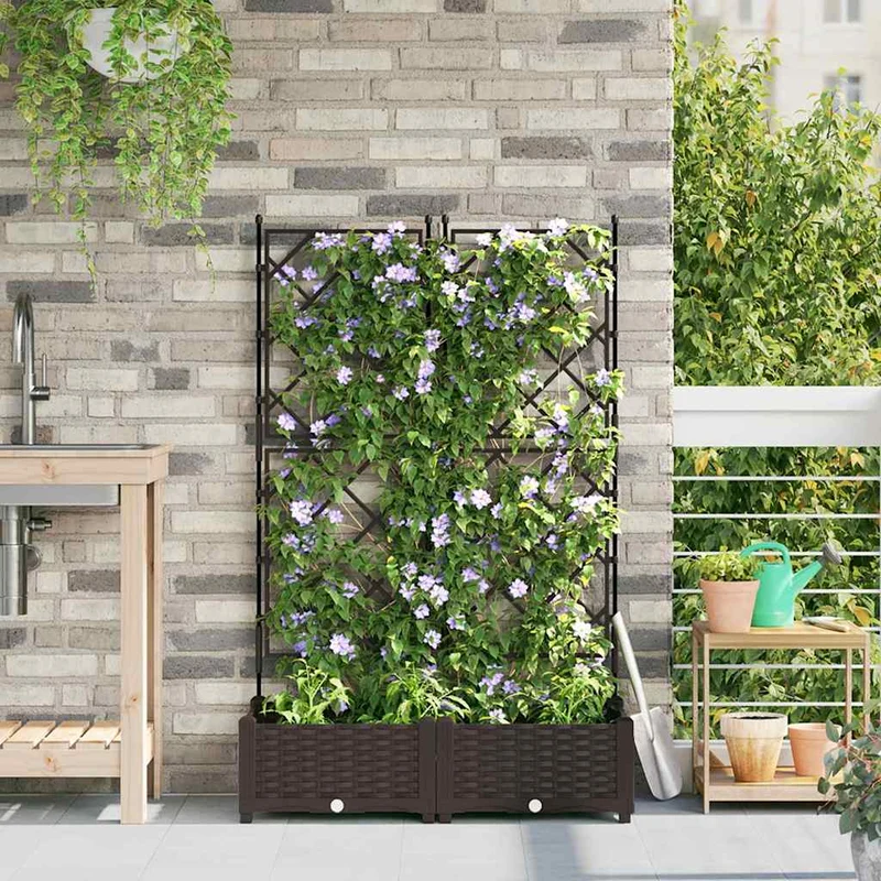 Macetero De Jardín 2 Uds. Marrón 80 X 40 X 125,5 Cm Pp