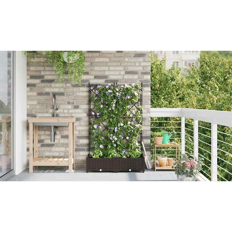Macetero De Jardín 2 Uds. Marrón 80 X 40 X 125,5 Cm Pp