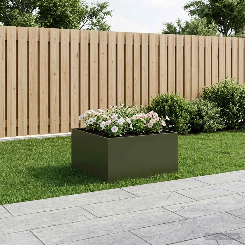 Macetero De Jardín Verde Oliva 80 X 80 X 40 Cm