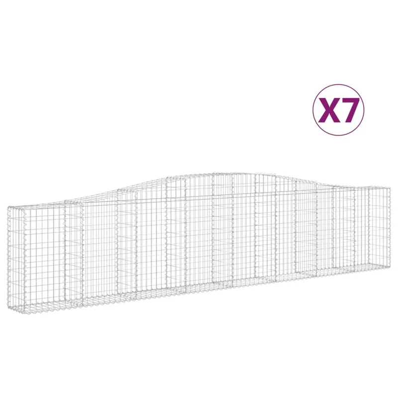 Cestas De Gaviones 7 Uds Forma De Arco Hierro 400x30x80/100 Cm
