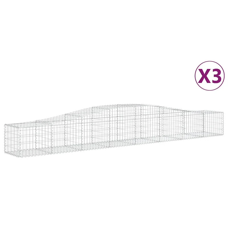 Cestas De Gaviones 3 Uds Forma De Arco Hierro 400x50x40/60 Cm