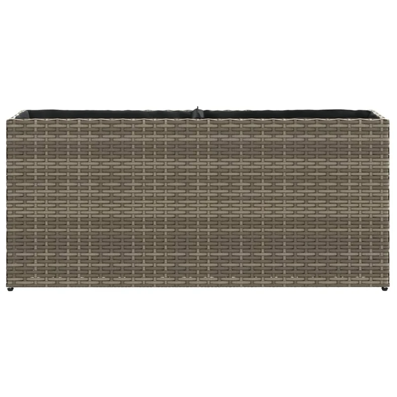 Jardinera Con 2 Maceteros De Ratán Sintético Gris 90x20x40 Cm