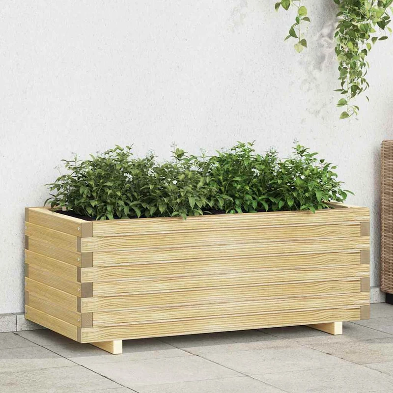 Arriate Elevado Rectangular Madera 100x50x40 Cm