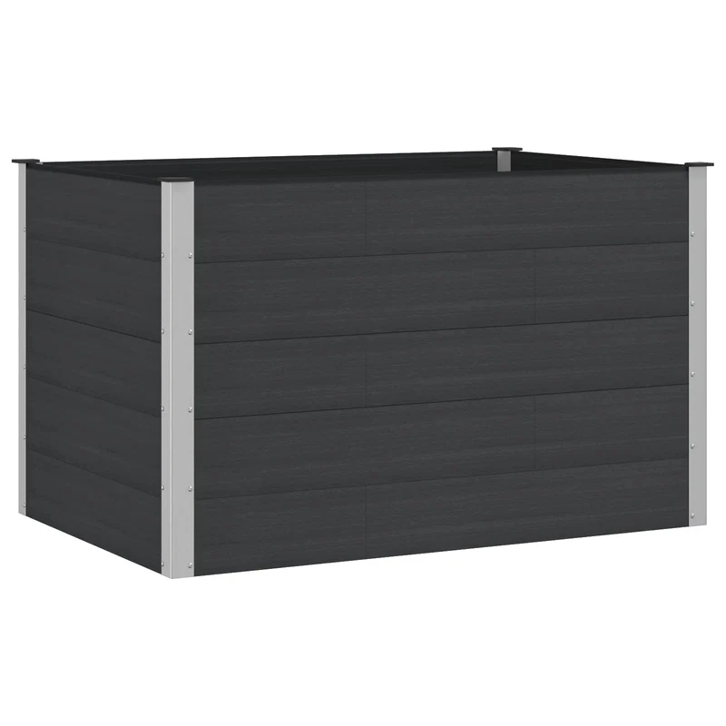 Arriate Elevado Negro 150 X 100 X 91 Cm Wpc Y Aluminio
