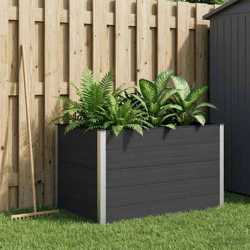 Arriate Elevado Negro 150 X 100 X 91 Cm Wpc Y Aluminio