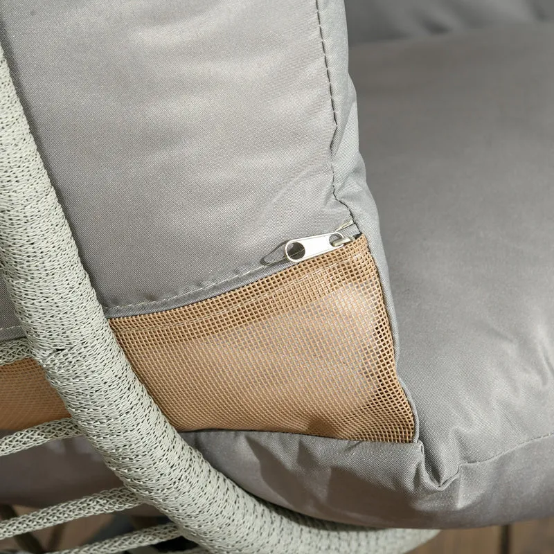 Outsunny Silla Colgante Huevo Con Soporte Cesta Plegable Cojín Gris Y Negro