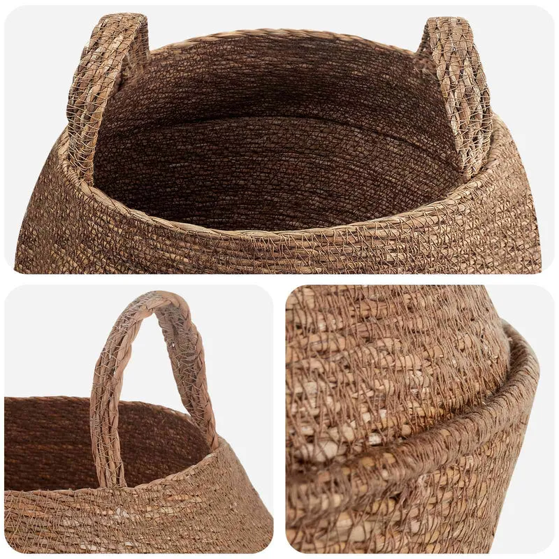 Maceta Con Asas Natural Ø 45 X 36 Cm 100% Hierba Marina
