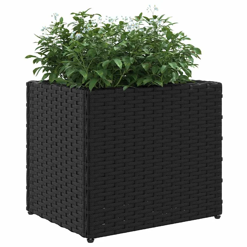 Jardineras 2 Unidades Ratán Sintético Negro 36x30x32 Cm