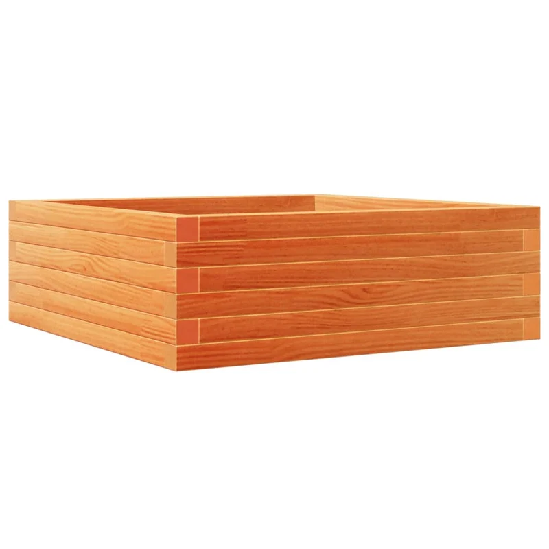 Jardinera De Madera Maciza Pino Marrón Cera 70x70x23 Cm