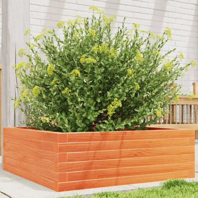 Jardinera De Madera Maciza Pino Marrón Cera 70x70x23 Cm