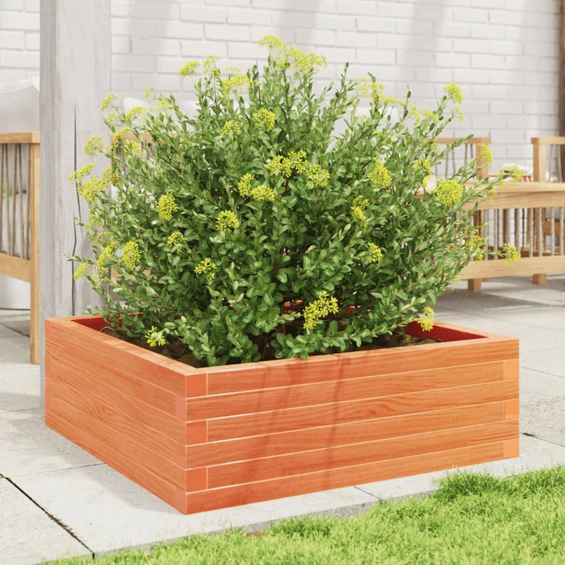 Jardinera De Madera Maciza Pino Marrón Cera 70x70x23 Cm