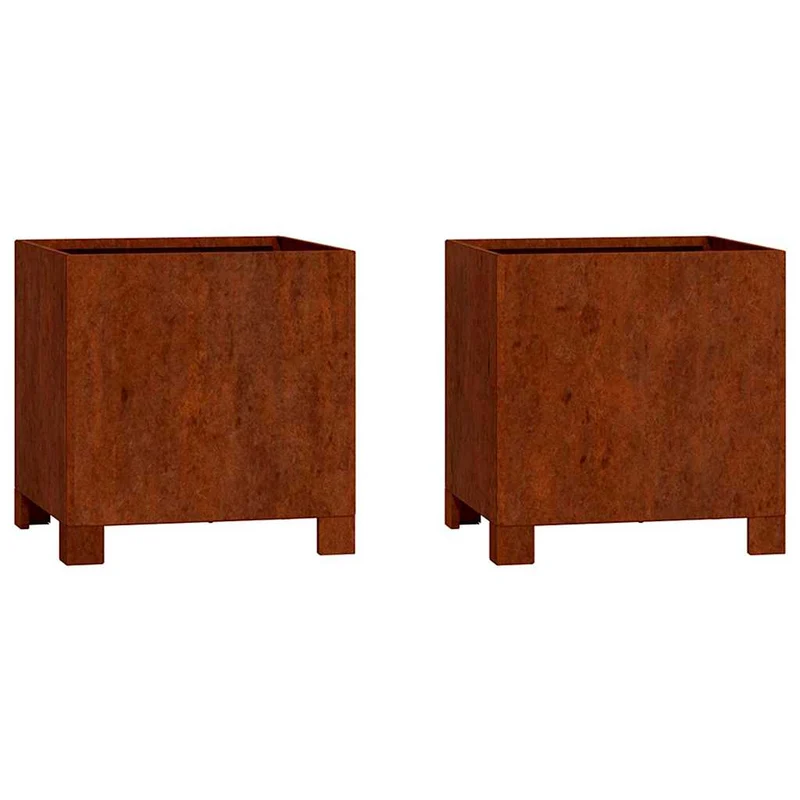 Jardineras Con Patas 2 Uds Acero Corten Oxidado 30x30x30 Cm