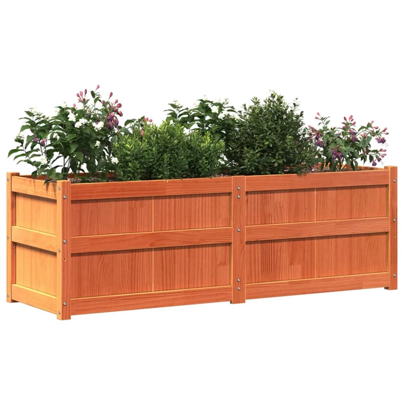 Jardinera Exterior Madera Maciza Pino Marrón Cera 150x50x50 Cm