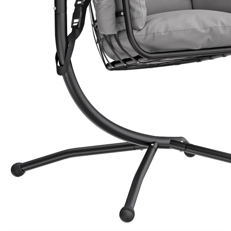 Outsunny Silla Colgante Con Soporte Cesta Plegable Reposacabezas Gris Oscuro