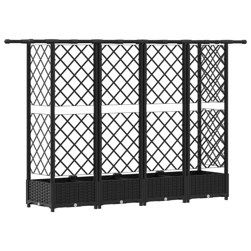 Cama Elevada Con Trellis Y Techo Negro 202,5 X 40 X 121 Cm Pp