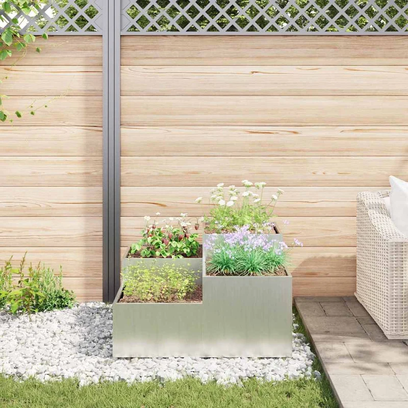 Maceta Para Jardín Plateado 80 X 80 X 48 Cm Acero Galvanizado