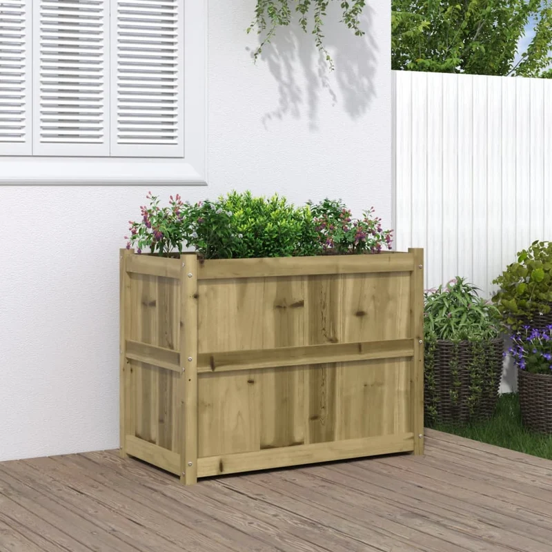 Jardinera De Madera De Pino Impregnada 90x50x70 Cm