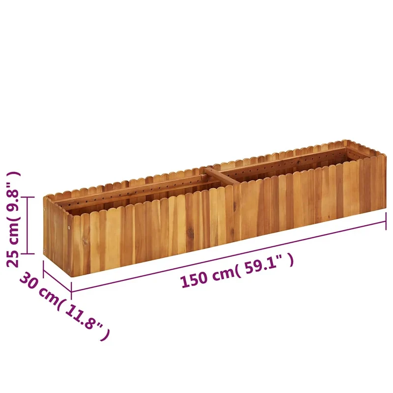 Arriate Elevado De Madera Maciza De Acacia 150x30x25 Cm