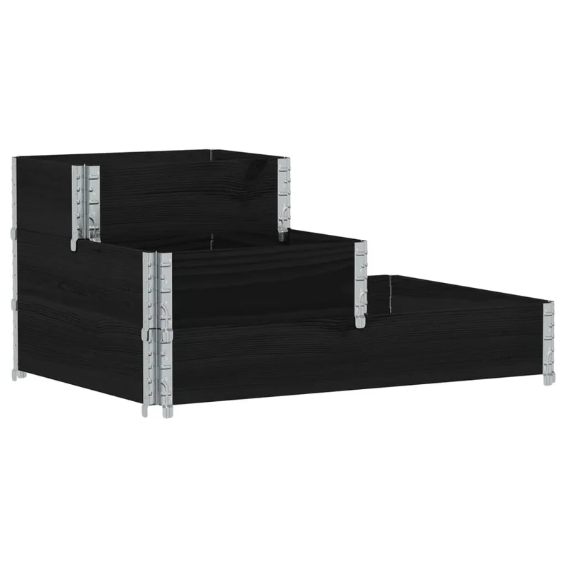Arriate Elevado De 3 Niveles Madera Maciza Pino Negro 120x80 Cm