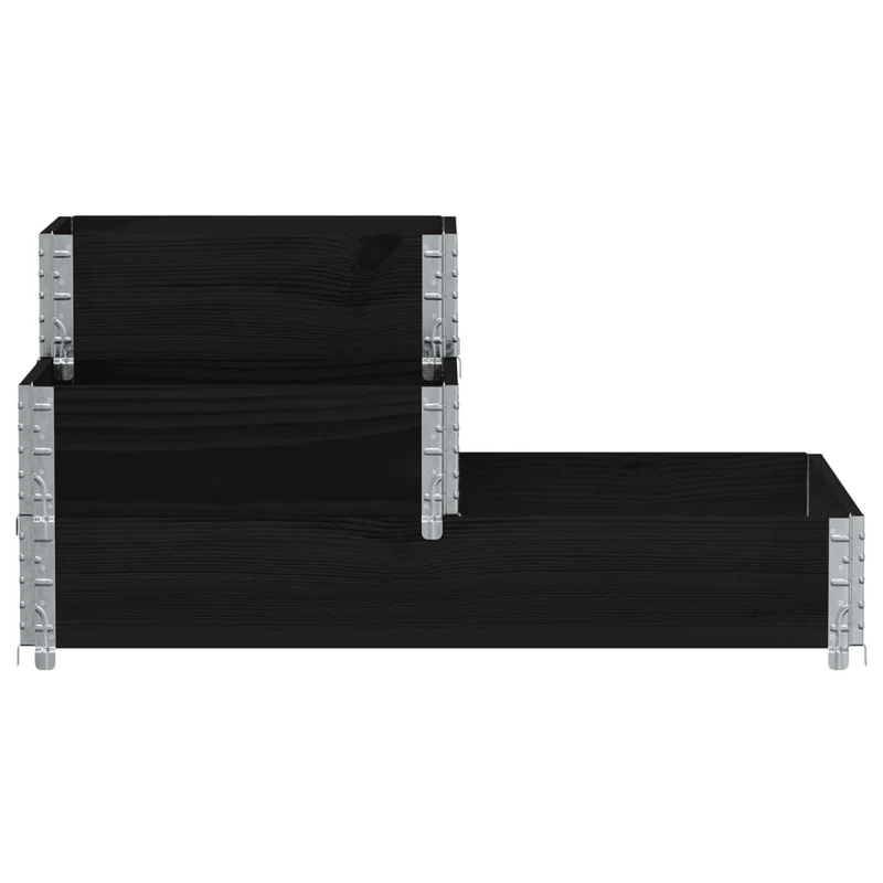 Arriate Elevado De 3 Niveles Madera Maciza Pino Negro 120x80 Cm