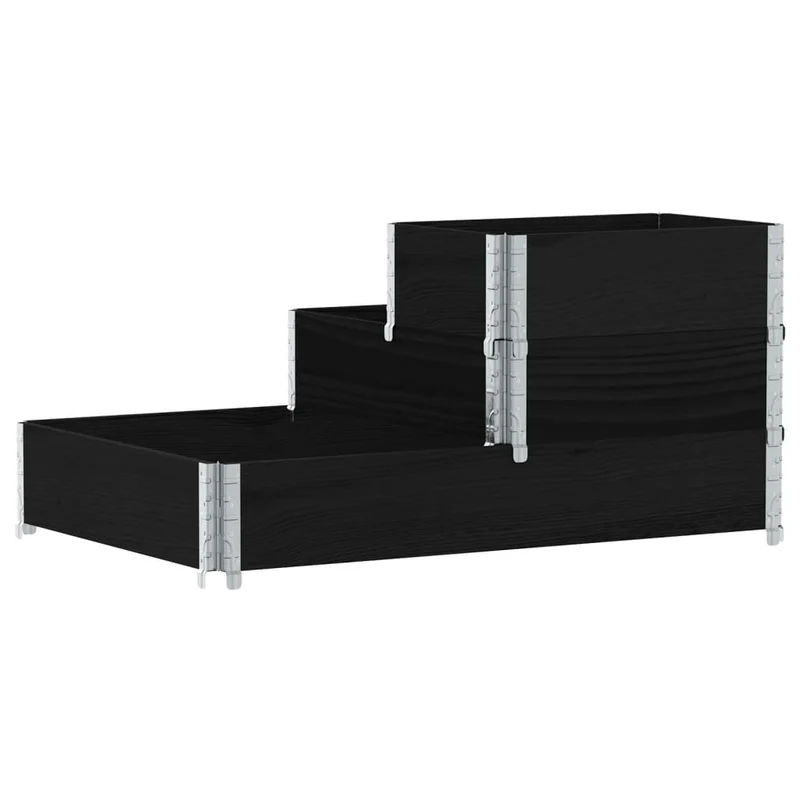 Arriate Elevado De 3 Niveles Madera Maciza Pino Negro 120x80 Cm