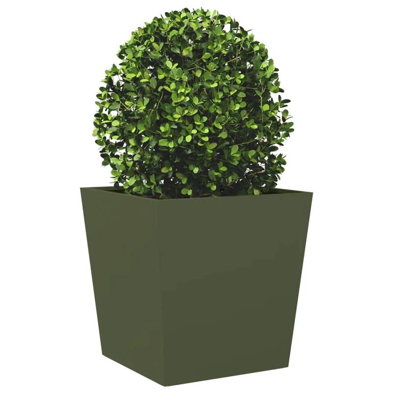 Jardineras 2 Uds Acero Verde Oliva 50x50x50 Cm