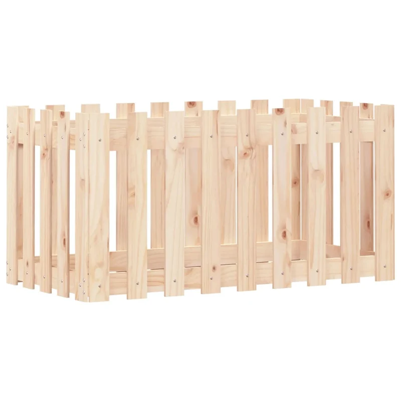 Arriate Elevado Jardín Con Valla Madera Maciza Pino 100x50x50cm