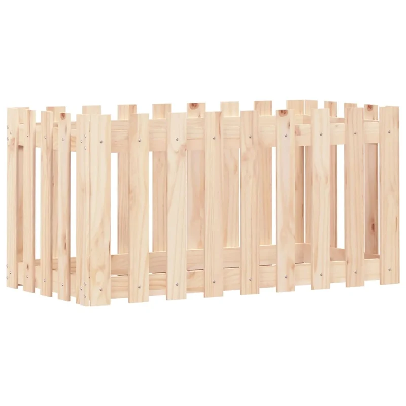 Arriate Elevado Jardín Con Valla Madera Maciza Pino 100x50x50cm