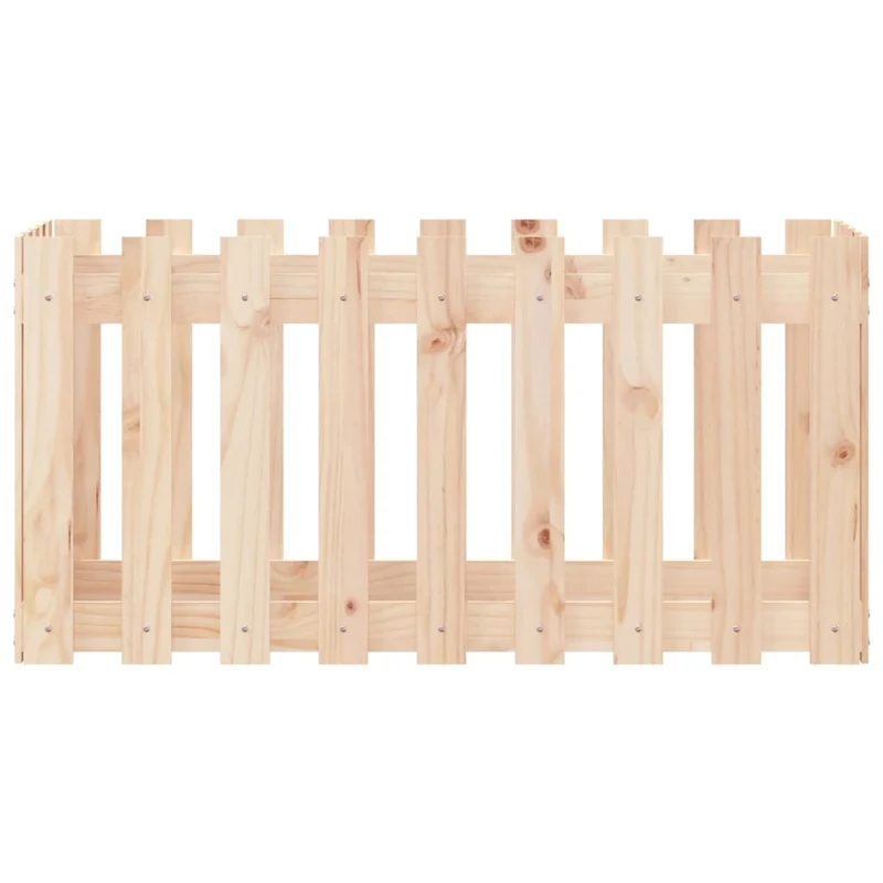 Arriate Elevado Jardín Con Valla Madera Maciza Pino 100x50x50cm