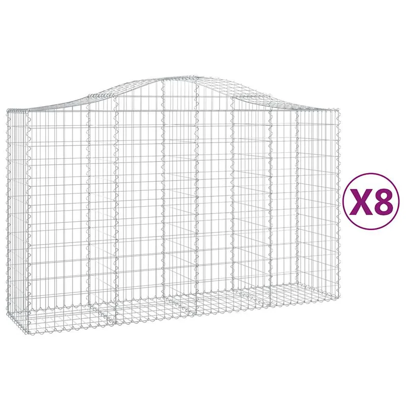 Cestas De Gaviones 8 Uds Forma De Arco Hierro 200x50x120/140 Cm