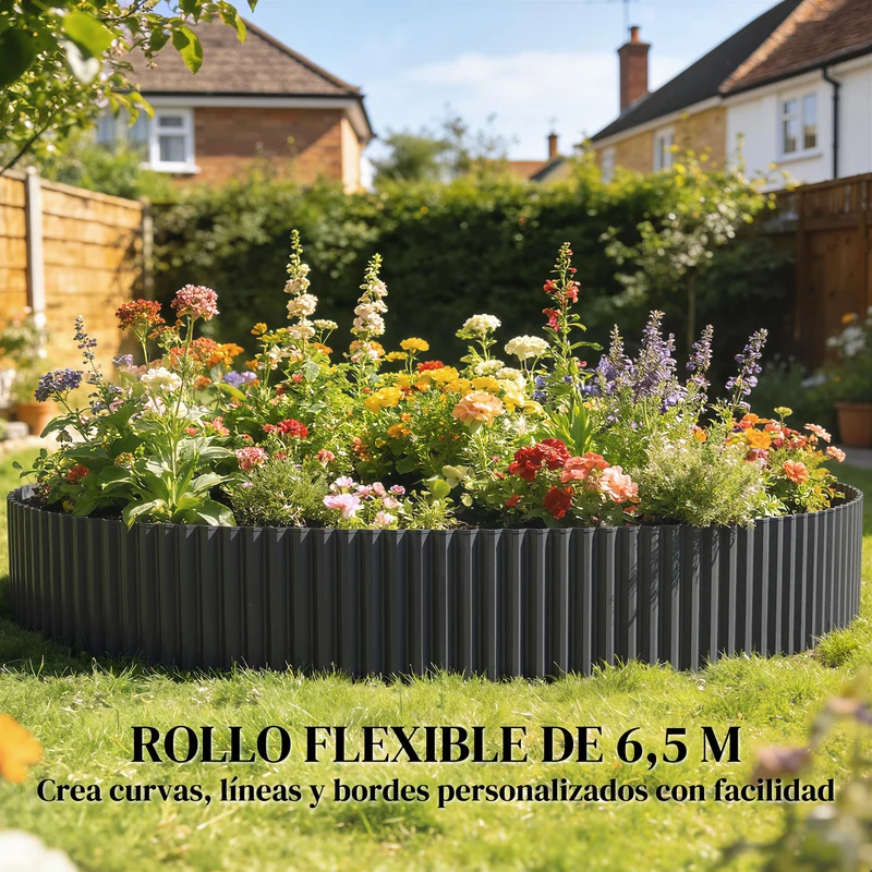 Outsunny Valla De Jardín Metálica 650x20 Cm Para Huerto Patio Gris Oscuro