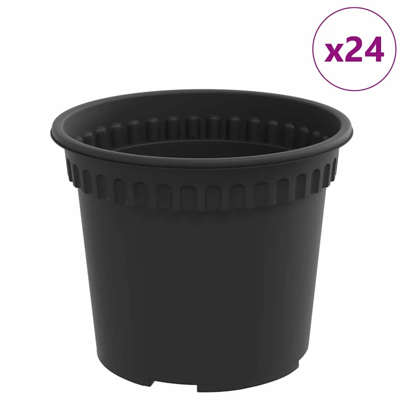 Maceta Redonda Para Flores 24 Uds. Negro Ø 12,5 X 10 Cm