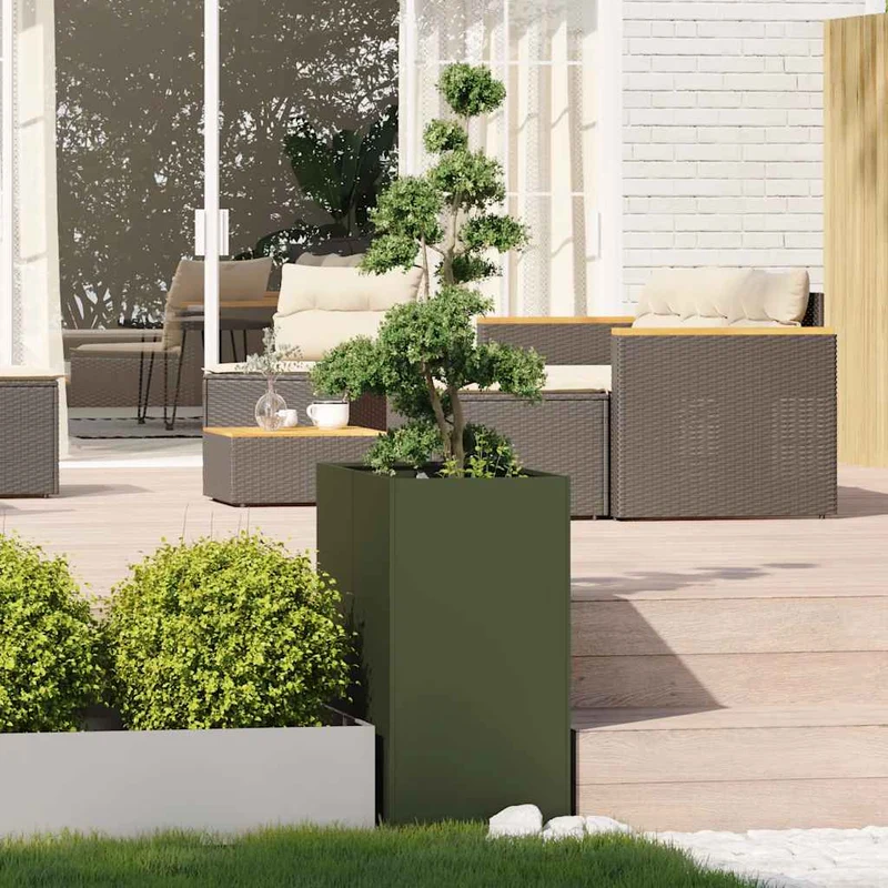 Jardinera Acero Verde Oliva 40x80x80 Cm