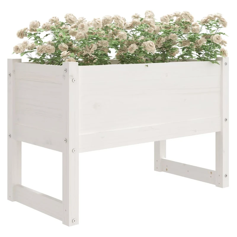 Jardinera Madera Maciza De Pino Blanco 78x40x52 Cm
