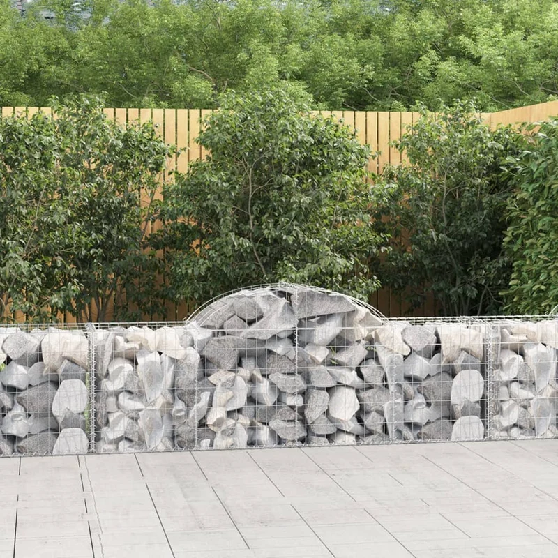 Cestas De Gaviones 15 Uds Forma De Arco Hierro 200x50x60/80 Cm
