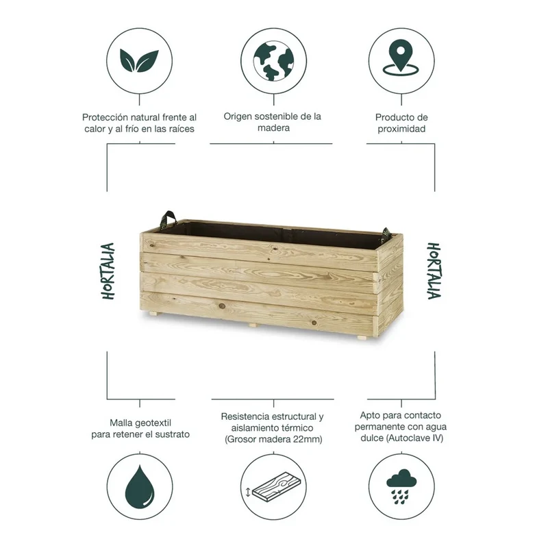 Maceta Jardinera Madera GHIO. 170L