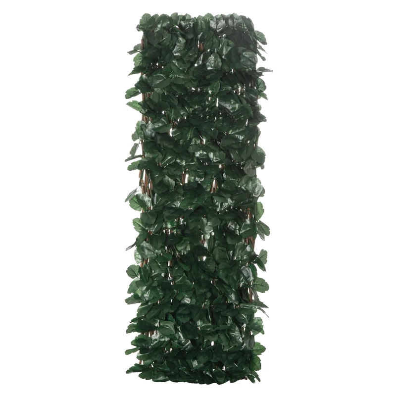 Outsunny Valla De Enrejado Expandible De 2 Piezas Con Hojas Artificial 295x70 Cm