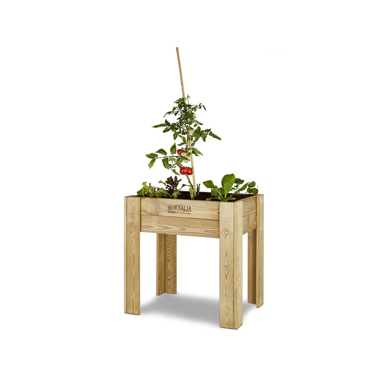 Mesa De Cultivo Elevada De Madera Tratada 80x60x80 Cm Gardenbrico M80 Hortalia